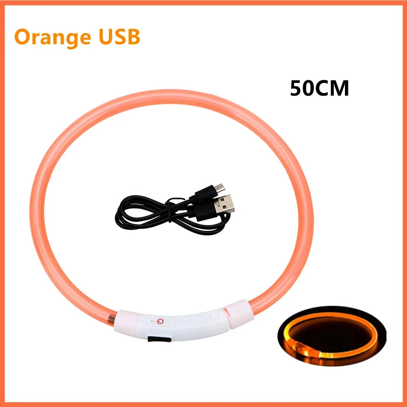 USB Rechargeable Luminous Adjustable Collar for Dogs