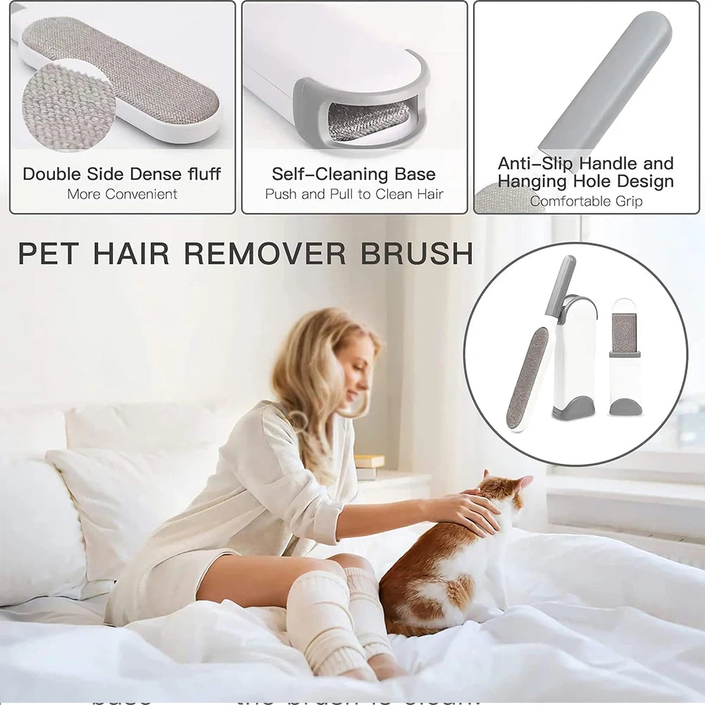 Lint Brush with Self-Cleaning Base.  Pet Hair Remover Brush, for removing pet hair from clothes, sofa's and car seats