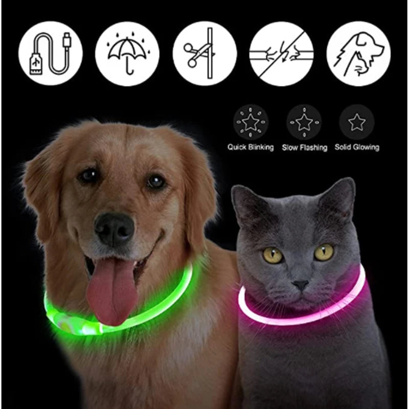 USB Rechargeable Luminous Adjustable Collar for Dogs