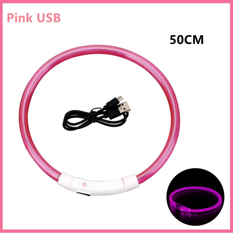 USB Rechargeable Luminous Adjustable Collar for Dogs
