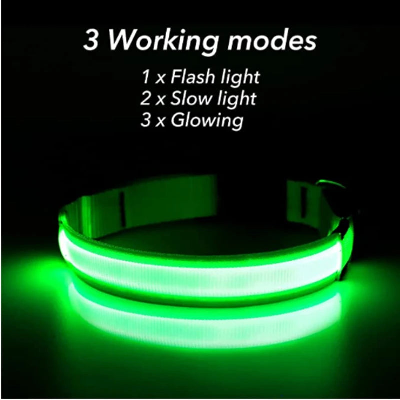 USB Rechargeable Luminous Adjustable Collar for Dogs