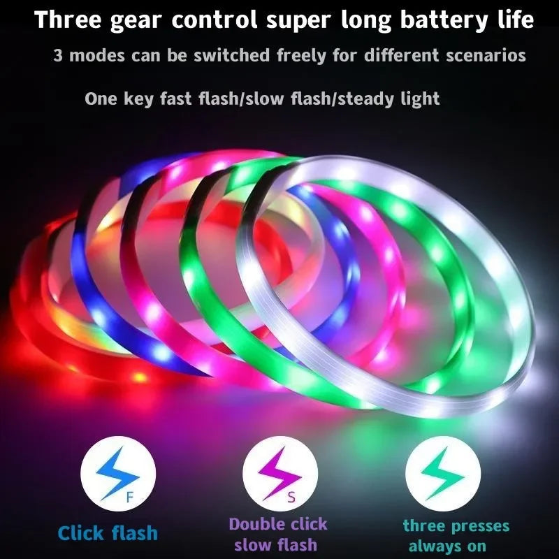 Led Luminous Dog Collar PVC Waterproof, for Large Medium or Small Dogs.  Keep your pet visible!